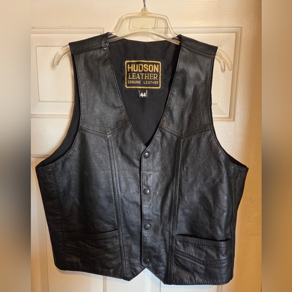 Hudson Leather Other - Mens Hudson Black Leather Genuine Leather Vest Size 44 Excellent Condition